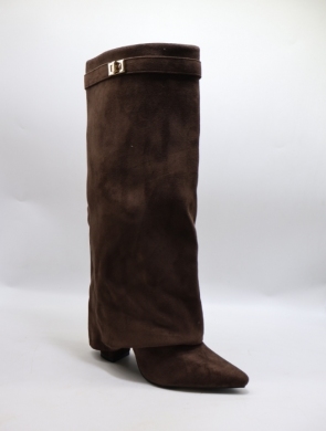 Kozaki damskie ocieplane na obcasie (36-41) 6571 BROWN