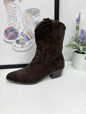 Kozaki damskie ocieplane na obcasie (36-41) 8619 BROWN