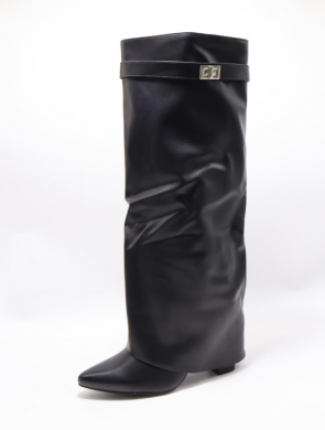 Kozaki damskie ocieplane na obcasie (36-41) 8669 BLACK