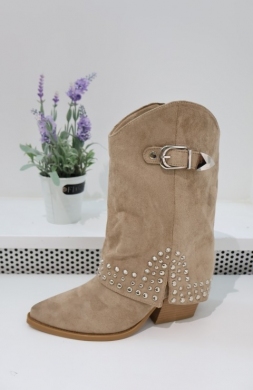 Kozaki damskie na obcasie (36-41) CLS380 KHAKI