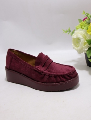 Mokasyny damskie na płaskim (36-41) 77-654 WINE