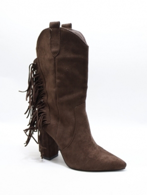 Kozaki damskie na obcasie (36-41) 2531A BROWN