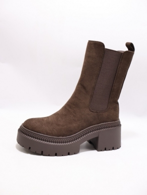 Botki damskie na obcasie (36-41) 7681 BROWN