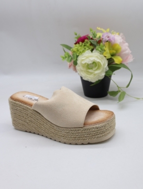 Klapki damskie na koturnie (36-41) A336-19 BEIGE