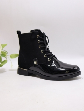 Botki damskie ocieplane na płaskim (36-41) SA3131-16 BLACK