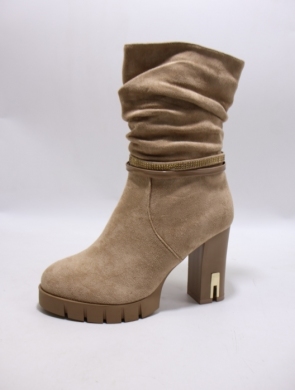 Botki damskie ocieplane na obcasie (36-41) A802 TAUPE