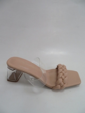 Klapki damskie na obcasie (36-41) B782 BEIGE