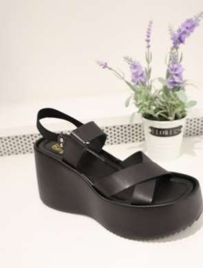 Sandały damskie na koturnie (36-41) 11206 BLACK