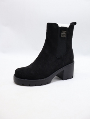 Botki damskie ocieplane na obcasie (36-41) 6168-2 BLACK/R