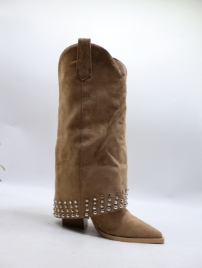 Kozaki damskie na obcasie (36-41) A9612 CAMEL