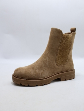 Botki damskie ocieplane na płaskim (36-41) 9160 CAMEL