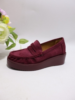 Mokasyny damskie na płaskim (36-41) 77-654 WINE