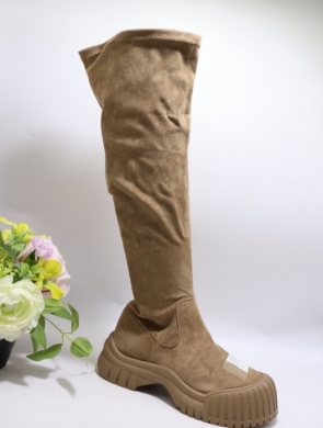 Kozaki damskie na płaskim (36-41) XLL23155 KHAKI