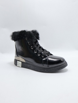 Botki damskie ocieplane na płaskim (36-41) 3007-10 BLACK