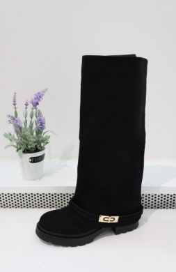 Kozaki damskie na płaskim (36-41) 9313 BLACK