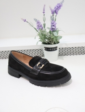 Mokasyny damskie na płaskim (36-41) 333-329 NOIR