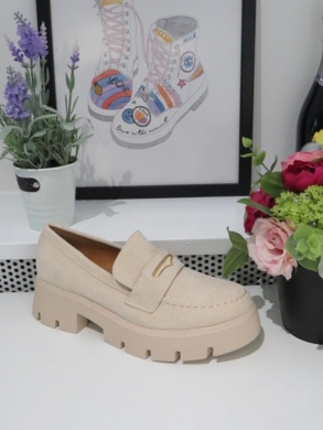 Mokasyny damskie na płaskim (36-41) 1718 BEIGE
