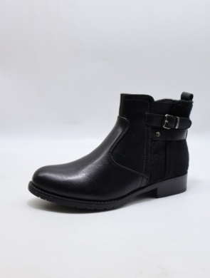 Botki damskie ocieplane na płaskim (36-41) 122009C BLACK
