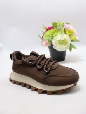 Buty sportowe damskie na płaskim (36-41) 24898 BROWN