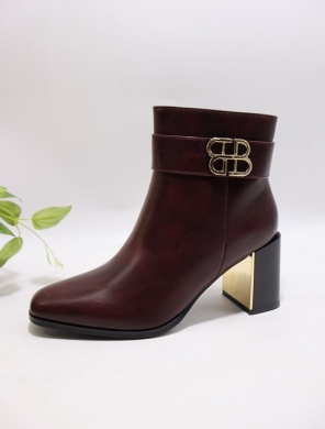 Botki damskie na obcasie (36-41) 6381A WINE