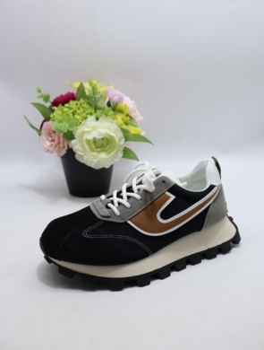 Buty sportowe damskie na płaskim (36-40) 0-1048 BL/BROWN