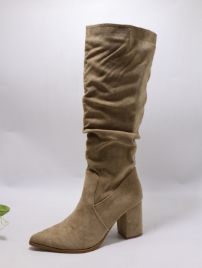 Kozaki damskie ocieplane na obcasie (36-41) 5838 KHAKI