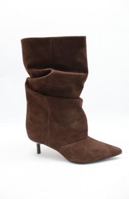Kozaki damskie na szpilce (36-41) 8-615 BROWN-SKORA