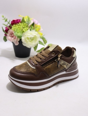 Buty sportowe damskie na płaskim (36-41) 21-Q118 BROWN