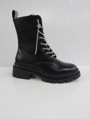 Botki damskie ocieplane na płaskim (36-41) HBL-97 BLACK/WHITE