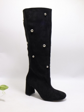 Kozaki damskie ocieplane na obcasie (36-41) 5865 BLACK