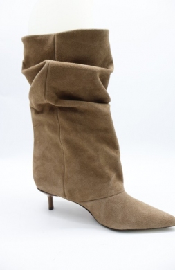 Kozaki damskie na szpilce (36-41) 8-615 KHAKI-SKORA