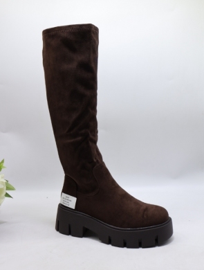Kozaki damskie na płaskim (36-41) WZ-123 BROWN
