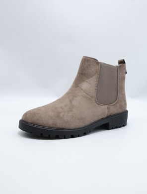 Botki damskie ocieplane na płaskim (36-41) T1537 KHAKI/MIC