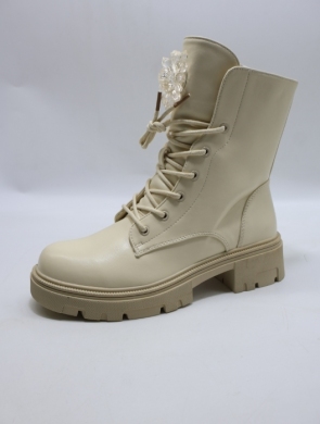 Botki damskie ocieplane na płaskim (36-41) 22030-59A BEIGE/PU