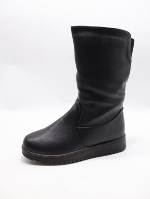 Kozaki damskie ocieplane na płaskim (37-42) W62 BLACK