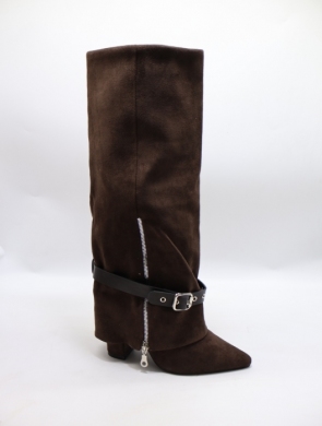 Kozaki damskie na obcasie (36-41) 2502A-1 BROWN