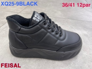 Botki damskie ocieplane na płaskim (36-41) XQ25-9 BLACK