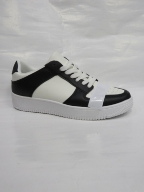 Buty sportowe damskie na płaskim (36-41) 11077-28 WHITE/BLACK