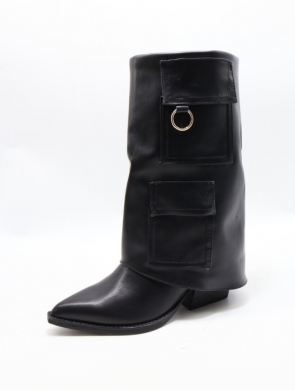 Kozaki damskie ocieplane na obcasie (36-41) FC77 BLACK