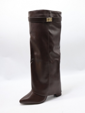 Kozaki damskie ocieplane na obcasie (36-41) BM177 BROWN
