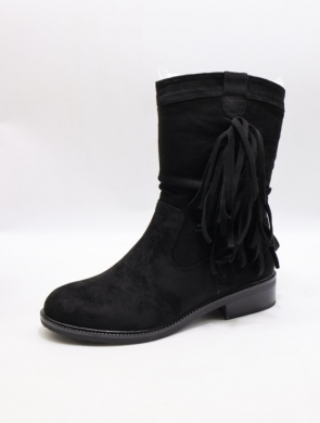Kozaki damskie ocieplane na płaskim (36-41) F022 BLACK