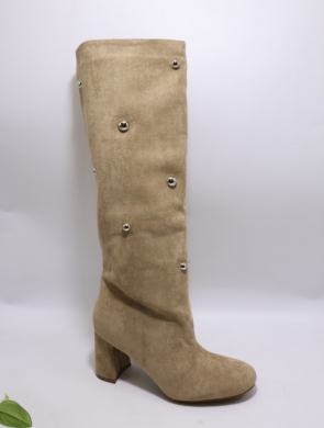 Kozaki damskie ocieplane na obcasie (36-41) 5865 KHAKI