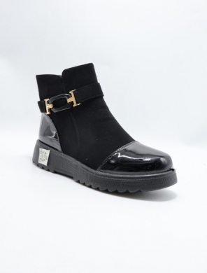Botki damskie ocieplane na płaskim (36-42) W112 BLACK