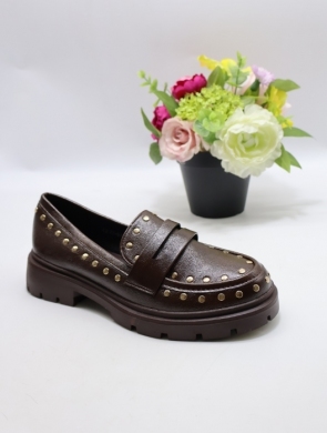 Mokasyny damskie na płaskim (36-41) 77-648 BROWN