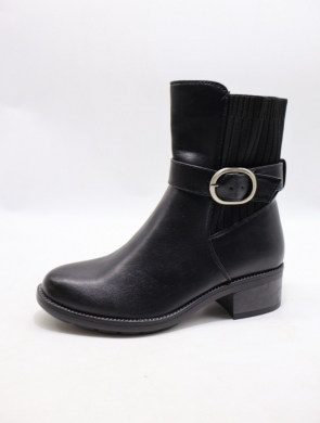 Botki damskie ocieplane na obcasie (36-41) 0-514 BLACK