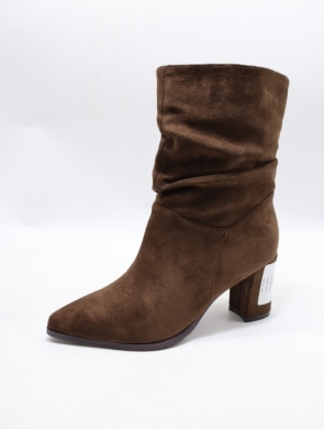 Botki damskie ocieplane na obcasie (36-41) 3948 BROWN