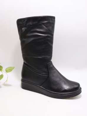 Kozaki damskie ocieplane na płaskim (39-43) 2323-6 BLACK