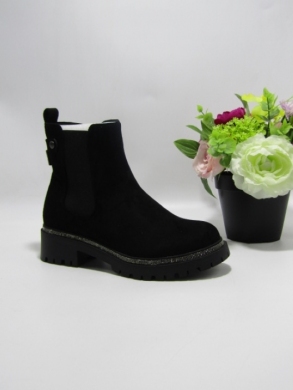 Botki damskie ocieplane na płaskim (36-41) ZY023 BLACK/DANIM