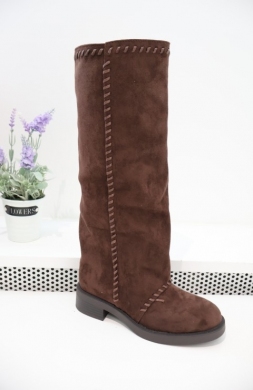 Kozaki damskie na obcasie (36-41) WZ16 BROWN