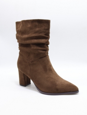 Kozaki damskie ocieplane na obcasie (36-41) 3948 BROWN